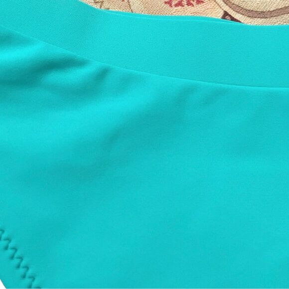 New Blooming Jelly Turquoise High Waist High Cut Leg Cheeky Bottoms Size Large - Picture 3 of 7